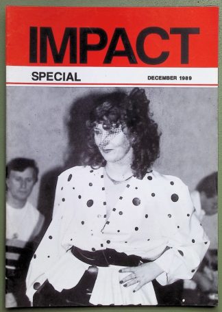IMPACT magazine cover, Special, December 1989, featuring a woman in a polka-dot blouse with a veil and belt.