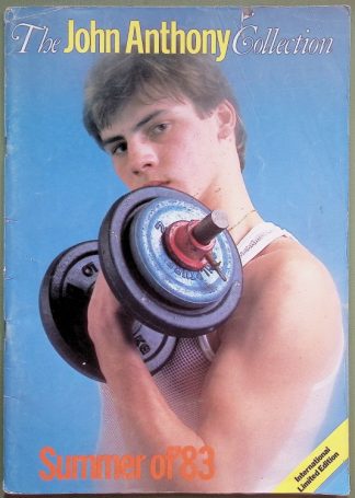 Cover of The John Anthony Collection: Summer of '83, featuring a young man lifting a blue dumbbell against a blue background.